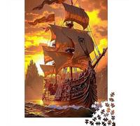 Veliero Vintage Puzzle 1000 Pezzi per Adulti Carta 1000 Pezzi Tramonto sul Mare Gioco di Puzzle 1000 Pezzi Relax Concentrazione Decorazione Regalo 38x26cm/1000pcs