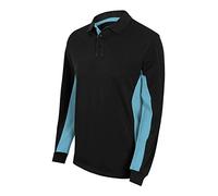 Velilla 105514; polo bicolore manica lunga; colore nero e celeste; taglia S