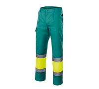 Velilla 156 - Pantaloni alta visibilità (Taglie L) colore verde e giallo fluo