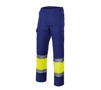 Velilla 156 - Pantaloni alta visibilità (Taglie M) colore blu e giallo fluo
