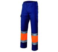 Velilla 156 - Pantaloni alta visibilità (Taglie M) colore blu marino e arancione fluo