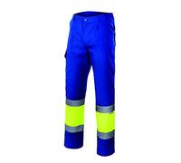 Velilla 156 - Pantaloni alta visibilità (Taglie S) colore blu e giallo fluo