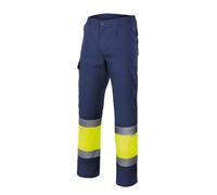 Velilla 156 - Pantaloni alta visibilità (Taglie XL) colore blu marino e giallo fluo