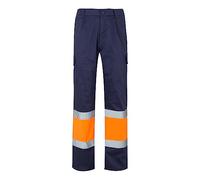 VELILLA 157 Pantaloni Bicolore Multitasche Alta visibilità, Colore Blu Marino e Arancione Fluoro, Taglia 4XL