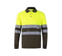 Velilla 175 - Polo bicolore alta visibilità, manica lunga (Taglie XL) colore verde caccia e Giallo fluo