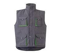 Velilla 205902 Gilet imbottito bicolore multi-tasche, colore grigio e verde lime, taglia 2XL
