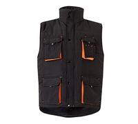 VELILLA 205902 Gilet imbottito bicolore multitasche colore nero e arancione, taglia S