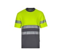 Velilla 305509 Maglietta ad alta visibilità in cotone, bicolore e maniche corte con nastro segmentato, colore grigio e giallo fluoro, taglia L