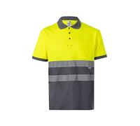 Velilla 305513; Polo ad alta visibilità in cotone, bicolore e maniche corte, colore grigio e giallo fluo; taglia M