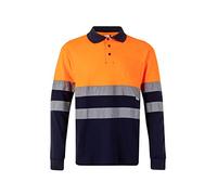 Velilla 305515 polo ad alta visibilità in cotone, bicolore e maniche lunghe, blu navy e arancione fluoro, taglia 4XL