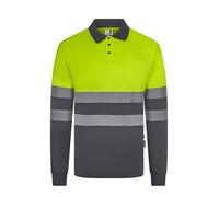 VELILLA 305535; Polo poliestere riciclato bicolore manica lunga nastro segmentato; colore grigio e giallo fluoro; taglia 3XL, Grigio e Giallo Fluoro, 3XL