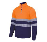 Velilla - 305701, felpa da uomo bicolore, ad alta visibilità arancione fluoro S