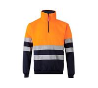 VELILLA Felpa ad alta visibilità unisex, Blu marino/Arancione Fluo, 5XL