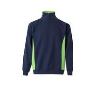 VELILLA Felpa bicolore con mezza cerniera unisex per adulti, Blu Navy E Verde Lime, M