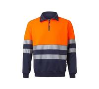 VELILLA Group Europe S.L. Felpa Bicolore con Mezza Cerniera e Nastro segmentato, Colore Blu Navy e Arancione Fluoro, Taglia, Unisex-Adulto