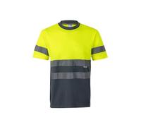VELILLA Maglietta Tecnica Bicolor Alta Visibilità, Grigio e Giallo Fluoro, S