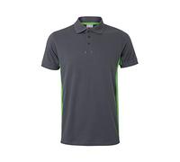 VELILLA Polo Bicolore Manica Corta Grigio e Verde Lime Taglia M Corte, M Unisex-Adulto