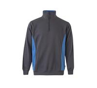 VELILLA Sudadera Bicolor con Media Cremallera Felpa Mezza Cerniera, Grigio e Celeste, M Unisex-Adulto