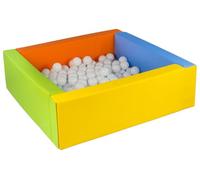 Velinda Piscina a Sfera Quadrata con 200 Palle, Ecopelle, 5 Elementi (Colore della Piscina/Palle: Giallo, Verde, Blu, Arancione/Bianco)