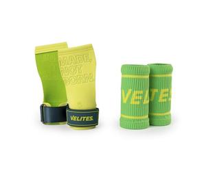 Velites I Calleras Quad Pro Limone Lime + Polsini in Tessuto Offerti I Guanti Professionali per Cross Training o Ginnastica I Adatti a Tutte le Superfici I Utilizzo con Magnesio.