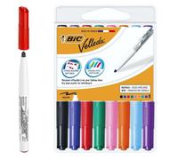 Velleda BIC 1741 Confezione da 8 pennarelli in ardesia - Punta centrale - Scate 1,4 mm - Elimina ottimale - Colori ordinati NEW