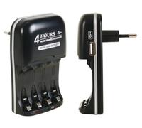 Velleman Caricabatterie rapido, adatto per batterie NiMH AA e AAA, con uscita USB, controllo a microprocessore, indicatore LED durante la ricarica