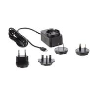Velleman Caricatore universale con connessione Micro-USB, 4 prese da viaggio, per Australia, Europa, Regno Unito e USA, 5 V 2,5 A, cavo lungo, 150 cm, nero