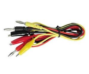 Velleman Puntali, set, 3 pezzi, spina a banana 4 mm su pinza a coccodrillo isolata, lunghezza cavo 90 cm, 3 colori nero/giallo/rosso, massimo 30 V/2 A in blister