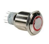 Velleman R1600R SPDT 1 no 1 NC Interruttore Pulsante Rotondo Anello di Metallo Rosso, Multicolore
