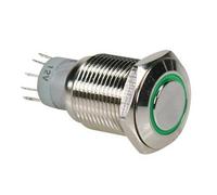 Velleman R1610G SPDT 1 no 1 NC rotonda interruttore verde anello in metallo, multicolore