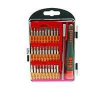 Velleman Set cacciaviti di precisione, 32 pezzi, cromo molibdeno vanadio, non magnetico, nero/arancione