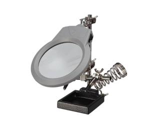 Velleman Terza lancetta pratica con lente d'ingrandimento, lampada LED e supporto per saldatore per lavori di precisione