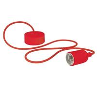 Vellight Portalampada a sospensione in silicone con cavo tessile, 100 cm, orientabile, attacco E27, rosso