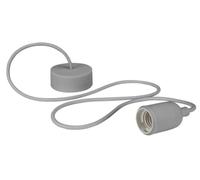 Vellight Sospensione in silicone con cordino tessile, 100 cm, regolabile in altezza, E27, grigio