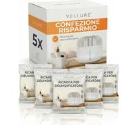 Vellure® 5 confezioni di ricarica per deumidificatori, 600 g (risparmio energetico, set da 5 deumidificatori granulati), confezione di ricarica per deumidificatori (antimuffa e odori)