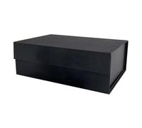 VELLUSTRA Scatola Regalo con Coperchio Magnetico, 33 x 23 x 10.5cm, Pieghevole Vuota Confezione Scatole, Riutilizzabile, Facile da Assemblare, per Compleanni, Matrimoni, Anniversari, Natale (Nero)