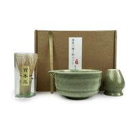 VELLUSTRA Set Di 4 Pezzi Frusta Matcha Kit, Whisk Set, Cucchiaino, Portafrusta, Supporto in Ceramica, Ciotola per Beccuccio, Matcha Tradizionale Giapponese Accessorio, per la Cerimonia Del Tè