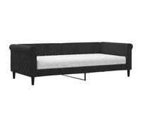 Velluto 2 in 1 con Materasso Incluso Divano Letto Singolo 90x200 cm Nero