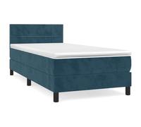 Velluto Blu Scuro con Molle Insacchettate Testiera Regolabile 100x200 cm | Giroletto a Molle con Materasso Blu Scuro 100x200 cm in Velluto con Testiera Regolabile, Giunco Letto con Materasso a Molle