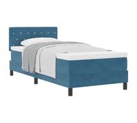 Velluto blu scuro con rete a doghe letto singolo moderno testiera