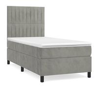 Velluto con Materasso a Molle Indipendenti Letto Estraibile Grigio Chiaro