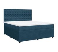 Velluto con Materasso a Molle Insacchettate per Coppie Letto 180x200 Blu | Letto a Molle con Materasso Incluso 180x200 Velluto Blu Scuro con Testiera Regolabile e Coprimaterasso