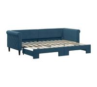 Velluto con Meccanismo Estraibile 2 in 1 Divano Letto 80x200 cm Blu | Divano Letto con Estraibile Blu 80x200 cm in Velluto Morbido, Divano a Angolo Trasformabile con Base a Doghe, Struttura in