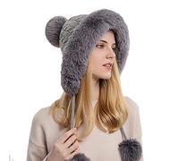 Velluto con tre Outdoor Cappello Pullover Freddo e lavorato a maglia Colore Caldo Cappello Donna Plus Ispessimento Cappelli Lungo Cappello per Uomo, Grigio, Taglia unica