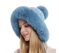 Velluto con tre Outdoor Cappello Pullover Freddo e lavorato a maglia Colore Caldo Cappello Donna Plus Ispessimento Cappelli Lungo Cappello per Uomo, Blu, Taglia unica