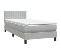 Velluto Grigio Chiaro Con Molle Insacchettate Letto Confortevole 90x220 cm | Giroletto a Molle con Materasso Grigio Chiaro 90x220 cm Velluto Letto Completo con Testiera Regolabile e Coprimaterasso