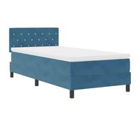 Velluto lussuoso con contenitore LED Regolabile 90x190 cm Blu scuro | Letto Matrimoniale con Testiera Regolabile a LED Blu 90x190 cm Velluto Lussuoso con Base Imbottita e Luci Interne
