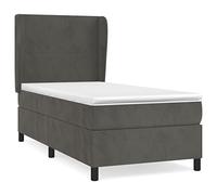 Velluto Morbido Letto A Molle Altezza Regolabile Grigio Scuro 100x200 cm | Giroletto a Molle con Materasso e Coprimaterasso Grigio Scuro 100x200 cm Velluto Lussuoso con Testiera Regolabile