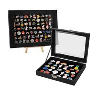 Velluto nero Velluto Vetrina Vetrina Pin Collection Vetrina con Ordine Trasparente, Per Spille In Velluto Con Supporto In Legno E Chiusure In Ferro Per Aghi Da Collezione