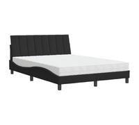 Velluto Premium Letto Matrimoniale Morbido Design Onde 140x200 cm Nero